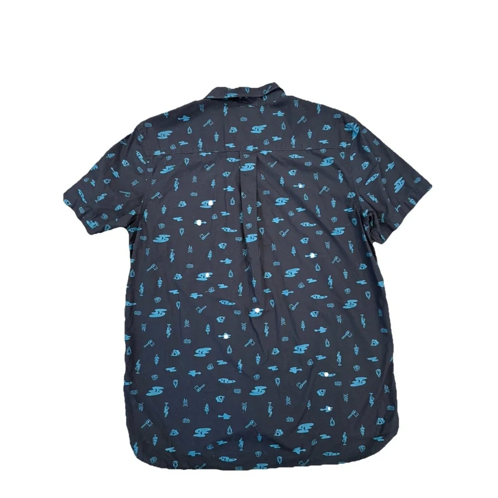 North Face Shirt Mens L Blue Short Sleeve Button Up Camping Hiking Outdoors Top